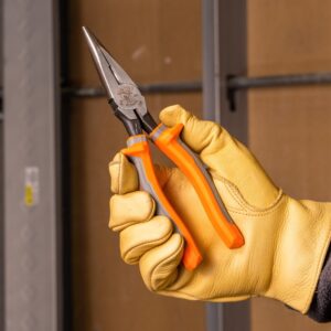 Klein Tools Pliers, Long Nose Side-Cutters, Insulated, 8-Inch